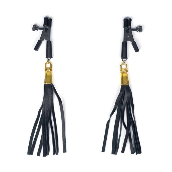 Alligator Tip Nipple Clamps with Leatherette Tassels - Passionfruit