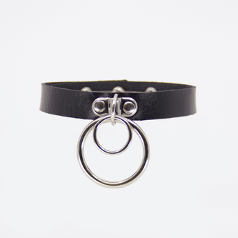Vegan Bondage Collar with Double Rings - Passionfruit