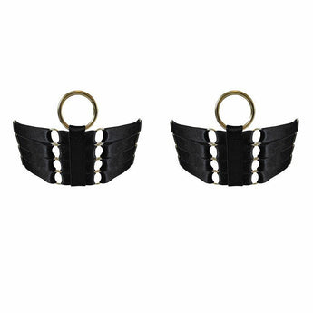 Bondage Webbed Garters (Pair): Black - Bordelle - Passionfruit