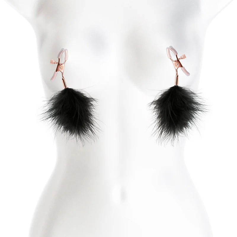 Bound Adjustable Nipple Clamps with Feathers