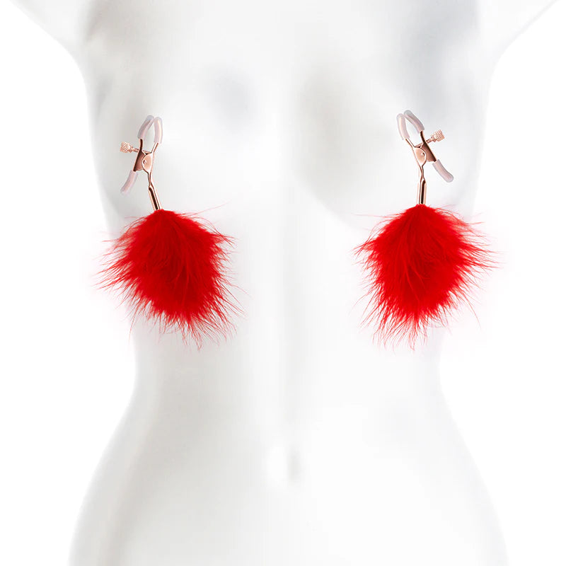 Bound Adjustable Nipple Clamps with Feathers