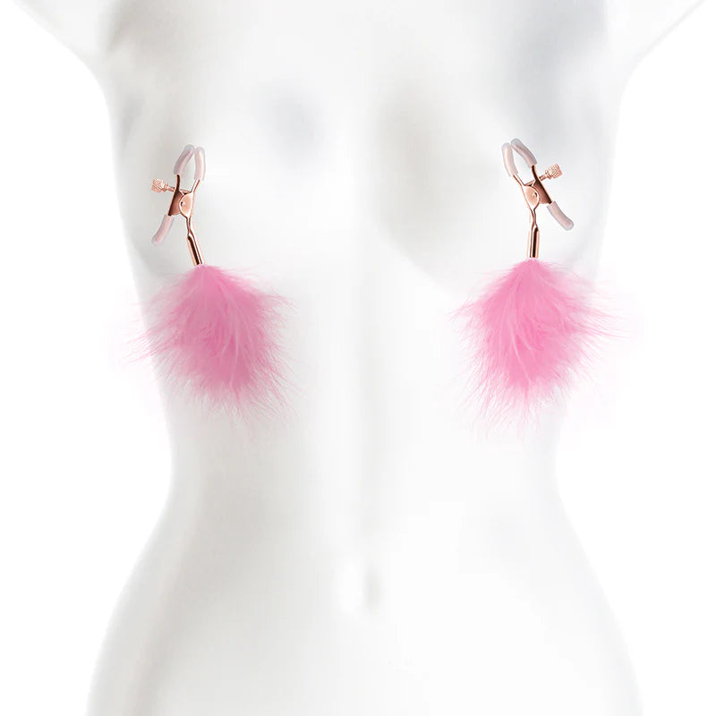 Bound Adjustable Nipple Clamps with Feathers
