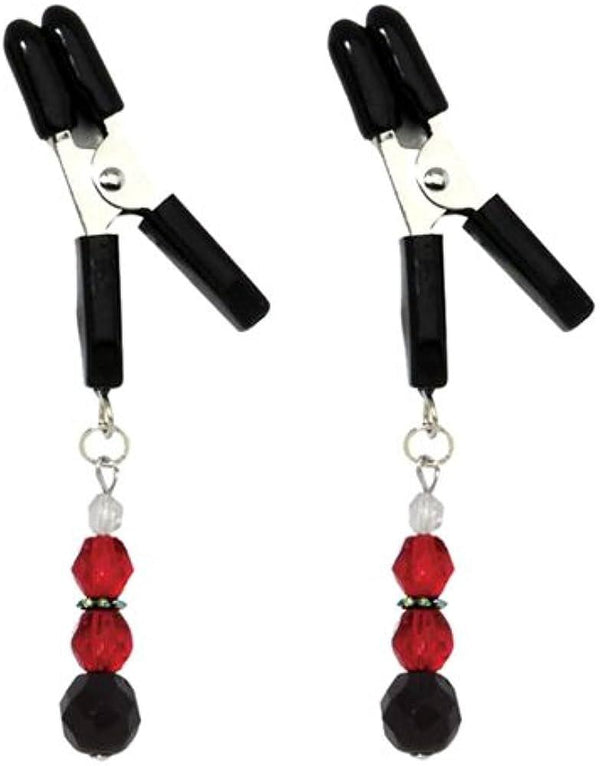 Jump Clamp with Beaded Red Glass - Passionfruit