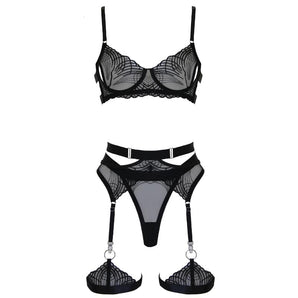 5 Piece Embroidered Lingerie Set