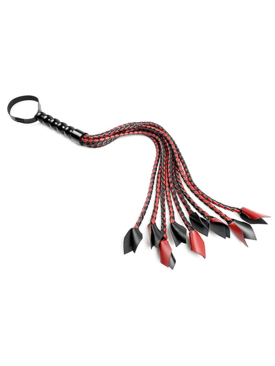 Saffron Braided Flogger: Vegan Leather - Passionfruit