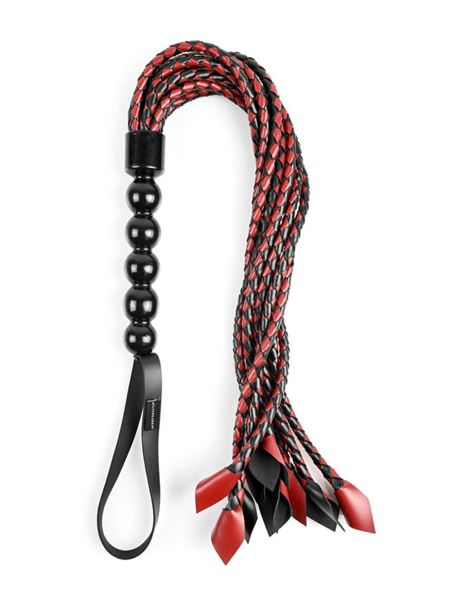 Saffron Braided Flogger: Vegan Leather - Passionfruit