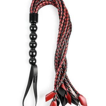 Saffron Braided Flogger: Vegan Leather - Passionfruit