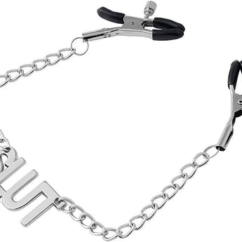 'Slut' Chain Nipple Clamp - Passionfruit