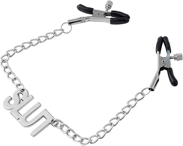 'Slut' Chain Nipple Clamp - Passionfruit