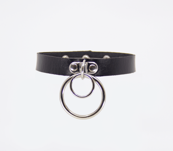 Vegan Bondage Collar with Double Rings - Passionfruit