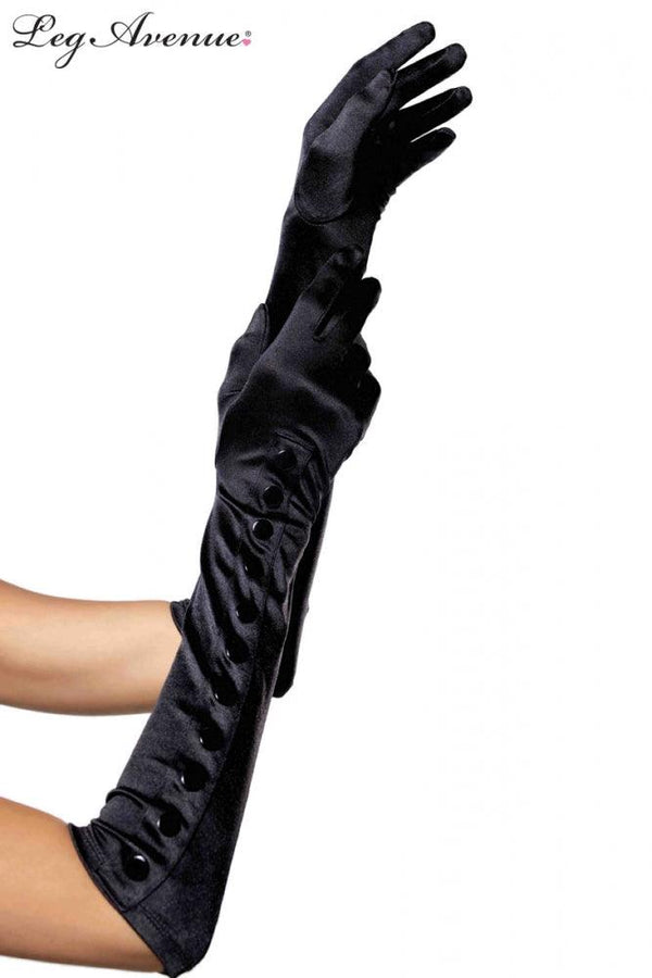 Satin Gloves With Button Detail - Passionfruit 