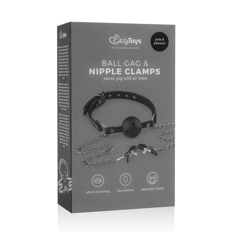 Ball Gag and Nipple Clamps: Easy Toys - Passionfruit