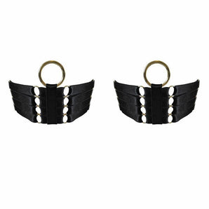 Bondage Webbed Garters (Pair): Black - Bordelle - Passionfruit