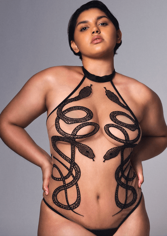 Medusa Bodysuit - Black and Butterscotch - Passionfruit