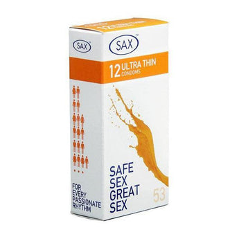 SAX, 53mm Condoms Ultra Thin (Regular Fit) - 12 pack - Passionfruit